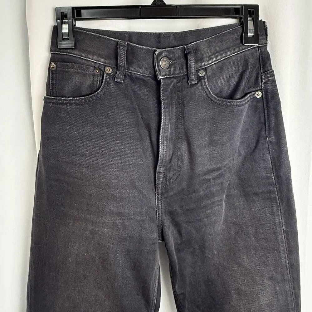Acne Studios 1990 Washer Out Black Rigid High Waist Loose Bootcut Jeans Sz 27/30